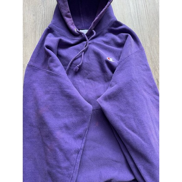 Rare Vintage Y2K Champion Reverse Weave Purple Hoodie Streetwear Sports Faded - Picture 9 of 14